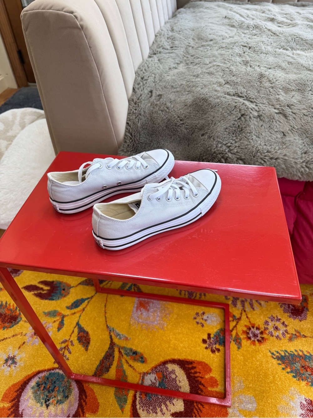 Converse Gray Low-Top Canvas Sneakers with Black Stripe